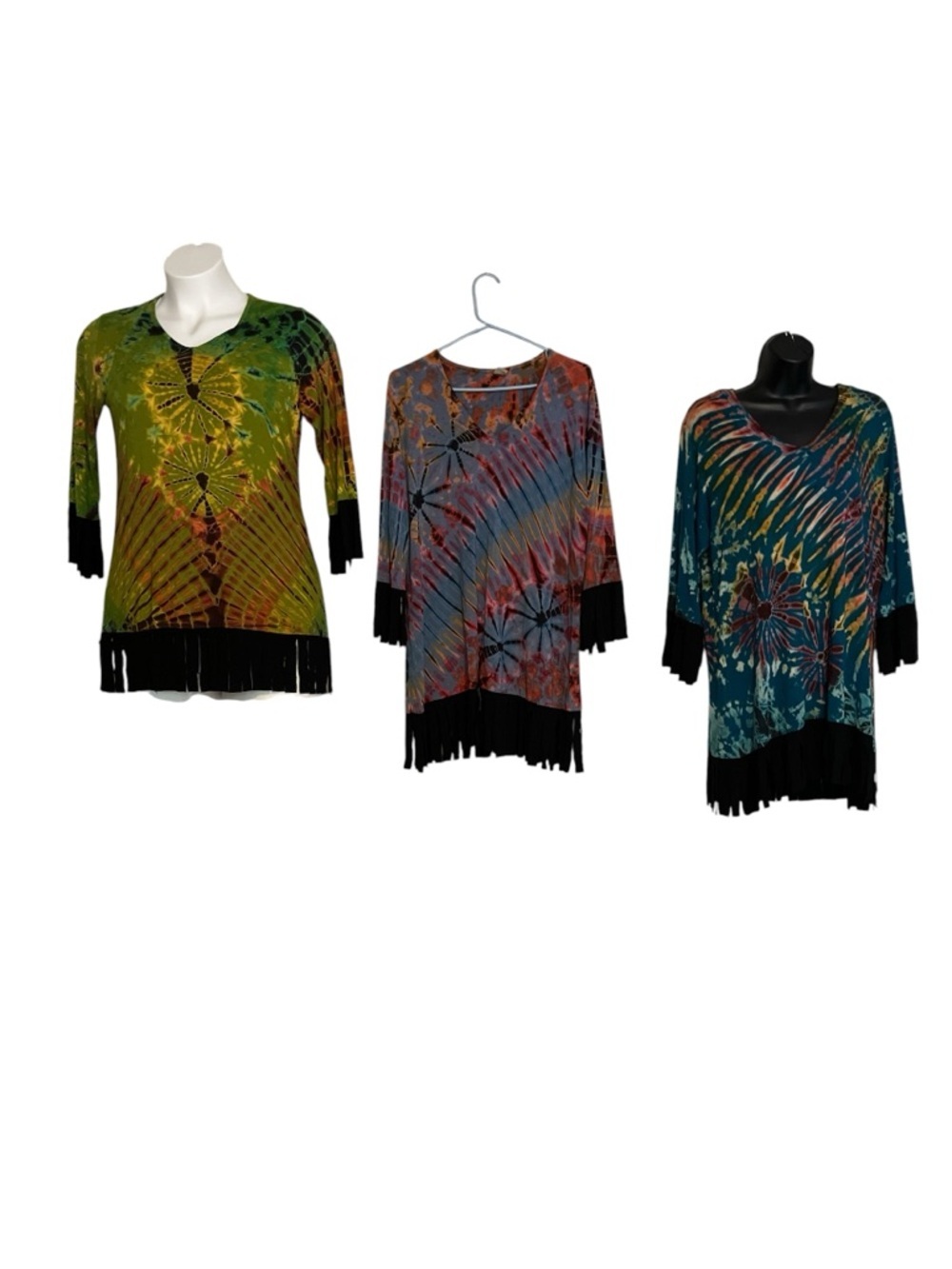 Kathmandu Imports Tie-Dye Fringe Tunic Top - Multiple Colors Available NWT